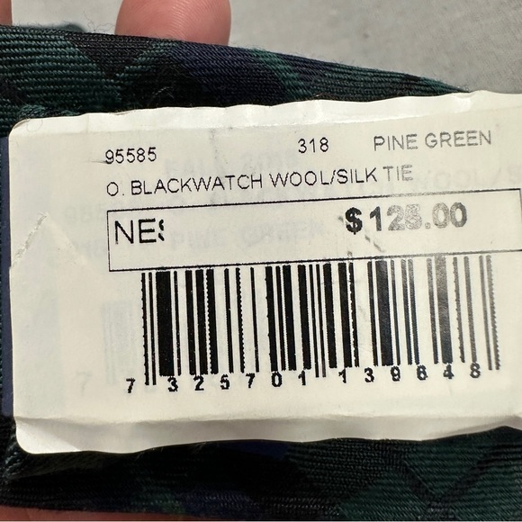 NWT Gant necktie, Blackwatch pattern in wool/silk, pine green colorway, plaid - Picture 3 of 8